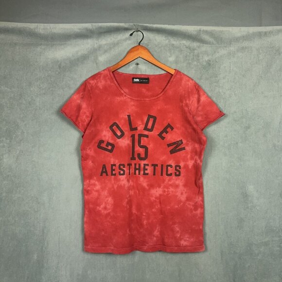 Golden Aesthetics Bodybuilding T-Shirt Mens Medium Tie Dye Red Bodybuilding - Picture 1 of 11